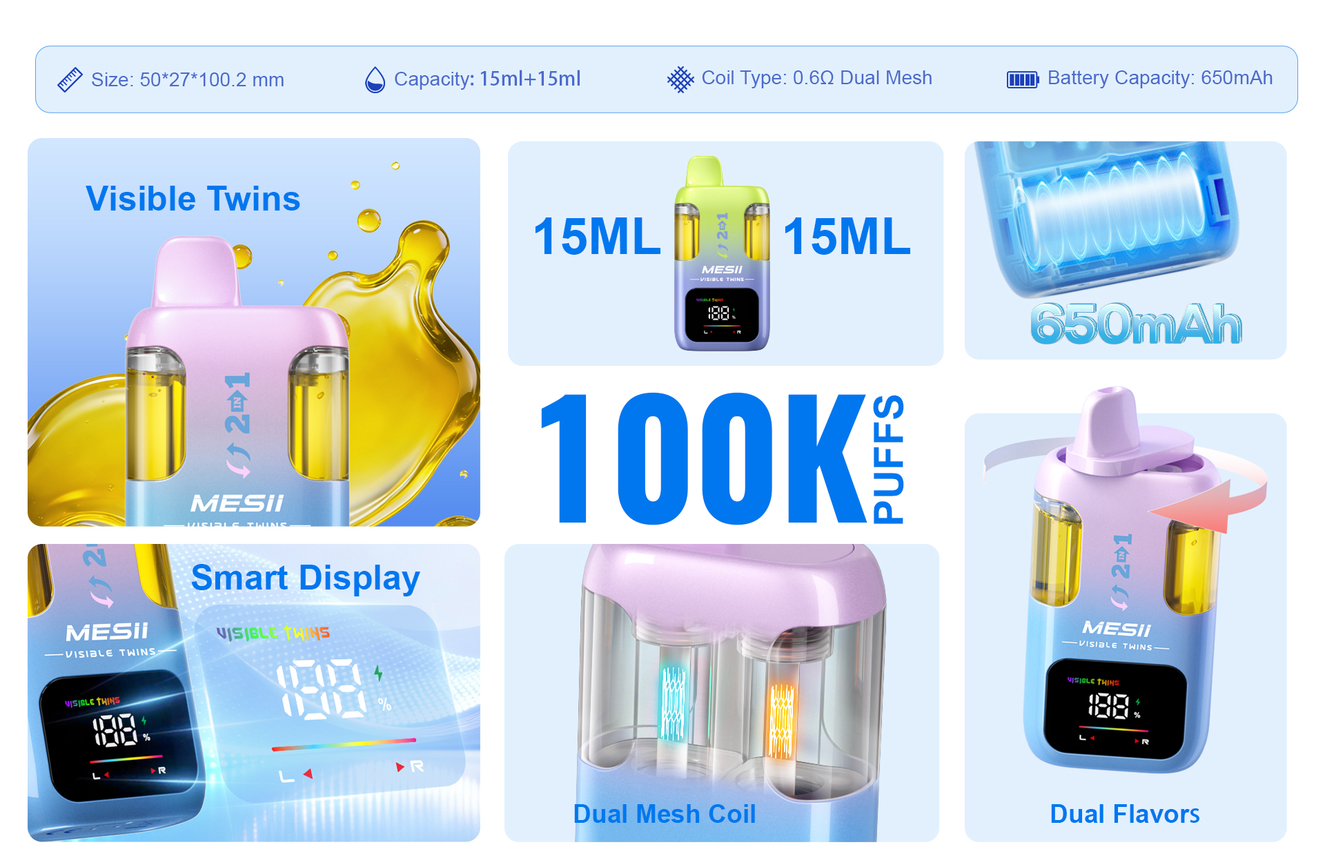 MESII 100K Puffs Vape product highlights