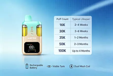 How Long Do Rechargeable Disposable Vapes Last 16K vs 30K vs 35K vs 50K vs 100K Puff Comparison.webp